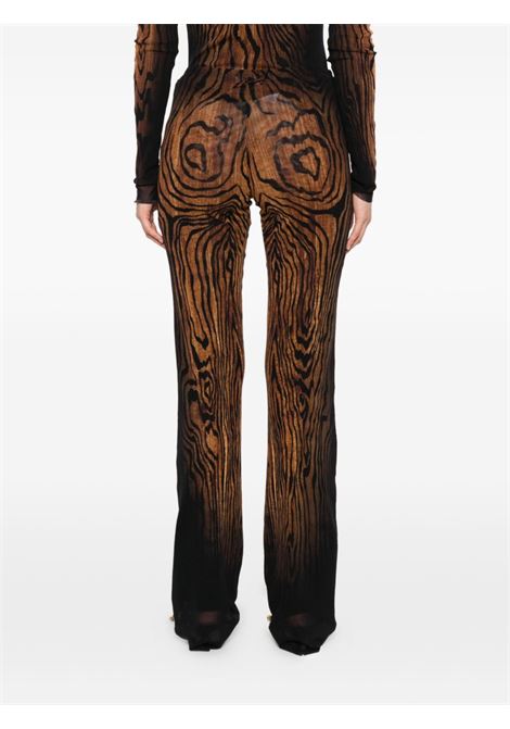 pantaloni mesh printed wood donna neri e marroni JEAN PAUL GAULTIER | 25/03-W-TR020-M002P0060